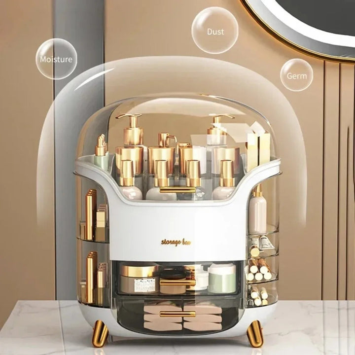 Lisslune | Luxury Transparent Makeup Organizer with Sliding Doors and Drawers