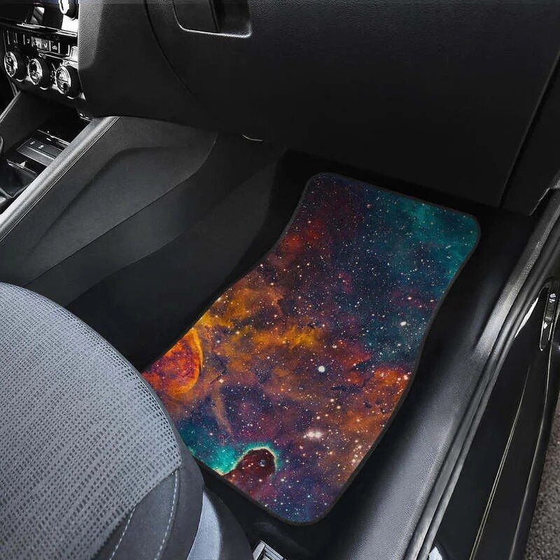Lisslune | Galaxy Space Teal & Orange Car Mats Set