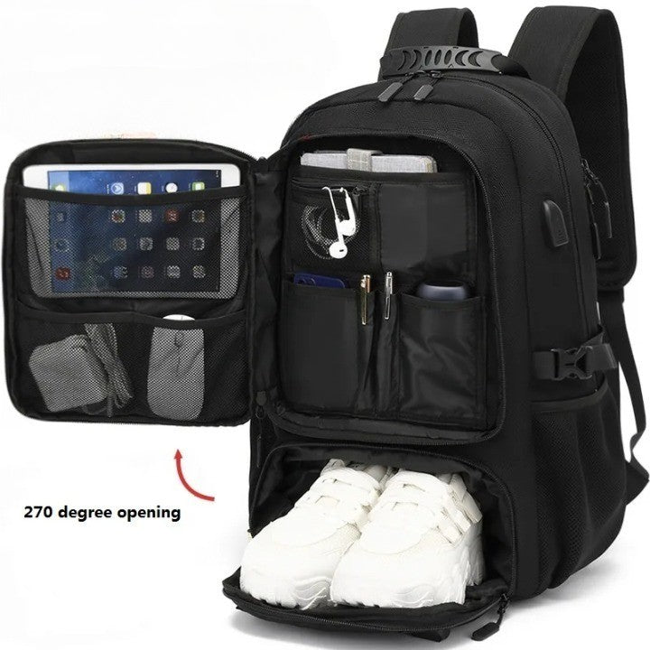 Lisslune | Tech Trek Pro 50-80L – The Ultimate Backpack with USB Charging Port | Durable & Spacious