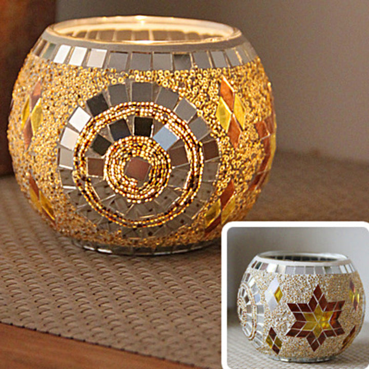 Lisslune | European Retro Glass Mosaic Tealight Holder