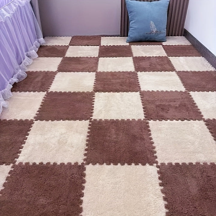 Rynx | 40-piece Thickened Modern Plush Carpet] 40-piece Modern Plush Patchwork Thickened Carpet for Bedroom, Living Room, Wardrobe, Renovation of Rental Apartments, Suitable for All Seasons