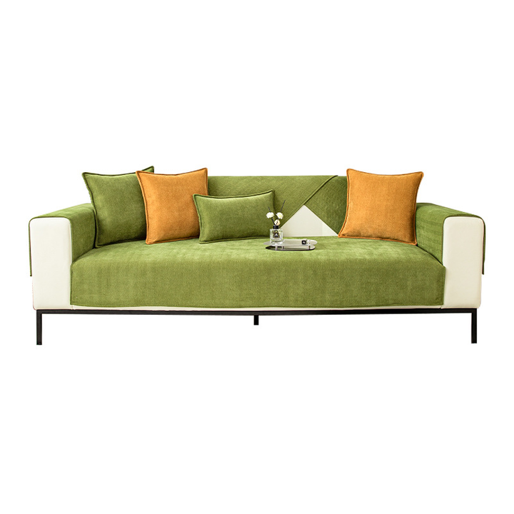 Lisslune | Wavy Check Chenille Fabric Furniture Protector Sofa Cover