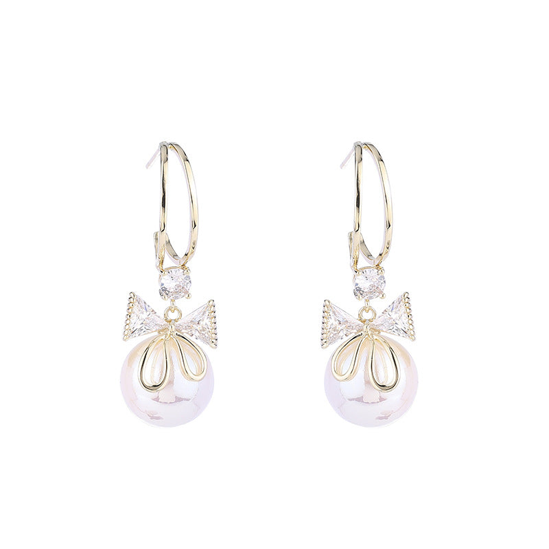 Lisslune | Bow Pearl Earrings