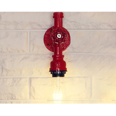 Lisslune | Metallic Pipe Wall Light Industrial 1 Bulb Farmhouse Wall Lamp with Raw Valve in White/Red, 1/5-Pack