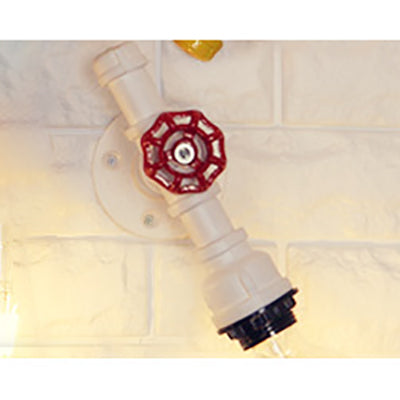 Lisslune | Metallic Pipe Wall Light Industrial 1 Bulb Farmhouse Wall Lamp with Raw Valve in White/Red, 1/5-Pack