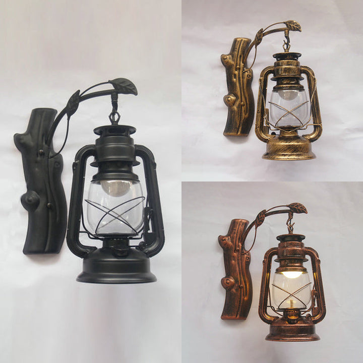 Lisslune | Clear Glass Lantern Wall Lamp Coastal Style 1 Light Living Room Lighting Unit in Black/Bronze/Copper