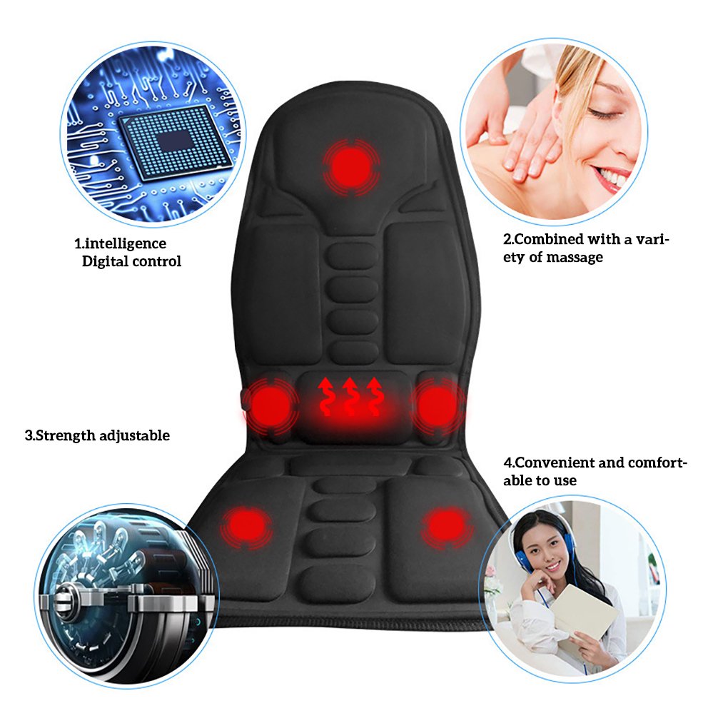 Lisslune | Massage Chair Pad with Heat | 8 Massage Modes, Deep Tissue Relief & Portable for Home and Car Use