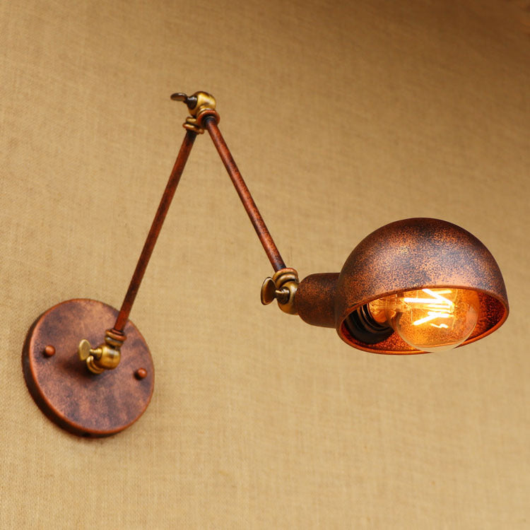 Lisslune | 1 Light Scale Wall Lamp Fixture Antique Style Rust Metal Wall Lamp with Rotatable Arm for Study Room