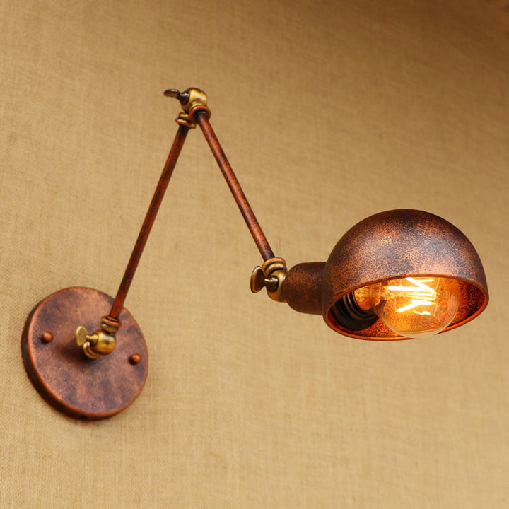Lisslune | 1 Light Scale Wall Lamp Fixture Antique Style Rust Metal Wall Lamp with Rotatable Arm for Study Room