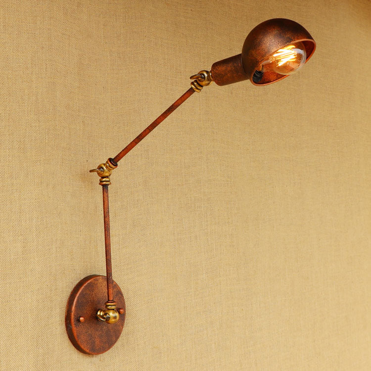 Lisslune | 1 Light Scale Wall Lamp Fixture Antique Style Rust Metal Wall Lamp with Rotatable Arm for Study Room