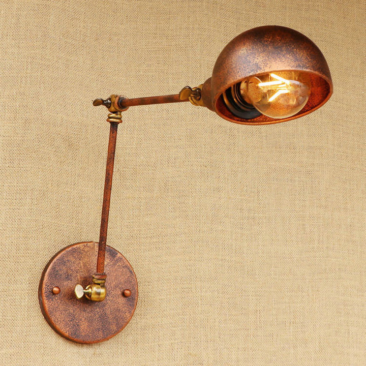 Lisslune | 1 Light Scale Wall Lamp Fixture Antique Style Rust Metal Wall Lamp with Rotatable Arm for Study Room