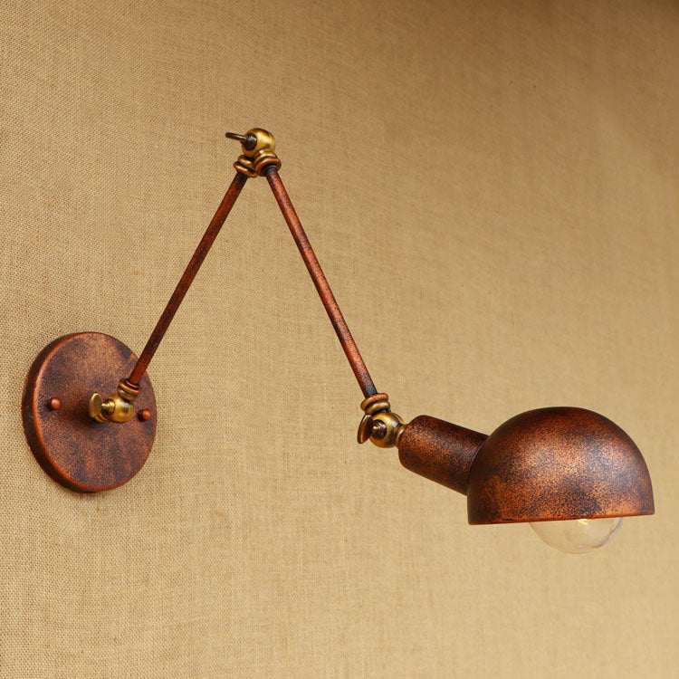 Lisslune | 1 Light Scale Wall Lamp Fixture Antique Style Rust Metal Wall Lamp with Rotatable Arm for Study Room