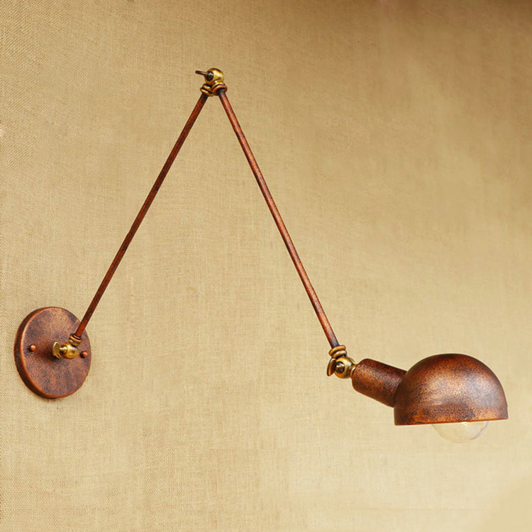 Lisslune | 1 Light Scale Wall Lamp Fixture Antique Style Rust Metal Wall Lamp with Rotatable Arm for Study Room