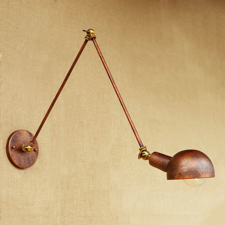 Lisslune | 1 Light Scale Wall Lamp Fixture Antique Style Rust Metal Wall Lamp with Rotatable Arm for Study Room