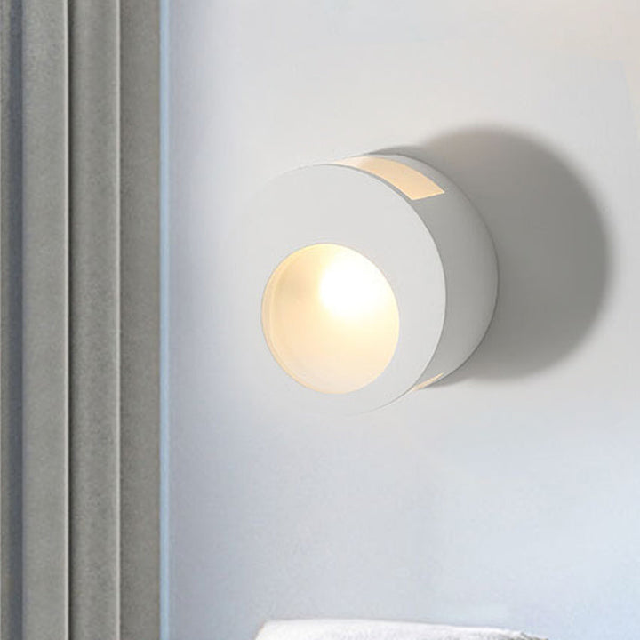 Lisslune | Gypsum Round Wall Sconces Lamp Modern 1 Light LED Wall Lighting in White for Living Room