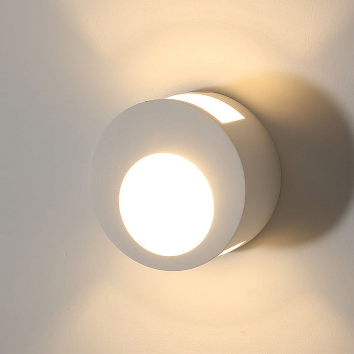 Lisslune | Gypsum Round Wall Sconces Lamp Modern 1 Light LED Wall Lighting in White for Living Room