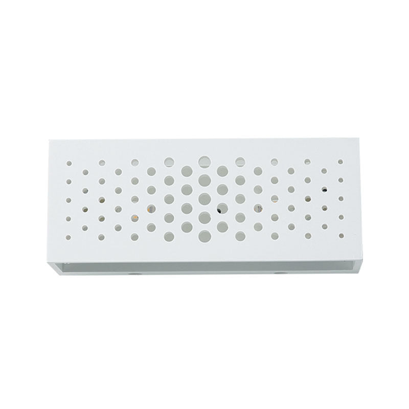 Lisslune | Rectangular Box Wall Light with Laser-Cut Design Minimalist Plaster 1 Head Bedroom Wall Light in White