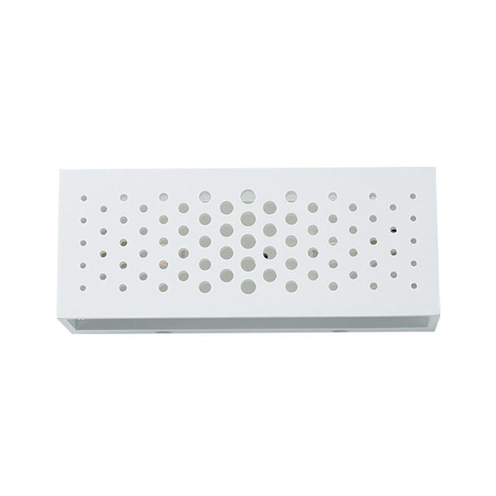 Lisslune | Rectangular Box Wall Light with Laser-Cut Design Minimalist Plaster 1 Head Bedroom Wall Light in White
