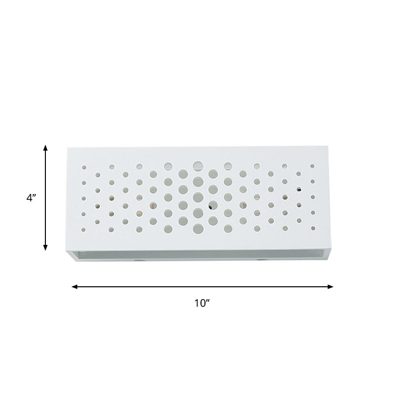 Lisslune | Rectangular Box Wall Light with Laser-Cut Design Minimalist Plaster 1 Head Bedroom Wall Light in White