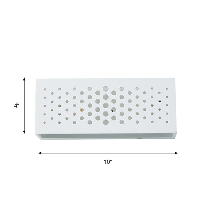 Lisslune | Rectangular Box Wall Light with Laser-Cut Design Minimalist Plaster 1 Head Bedroom Wall Light in White