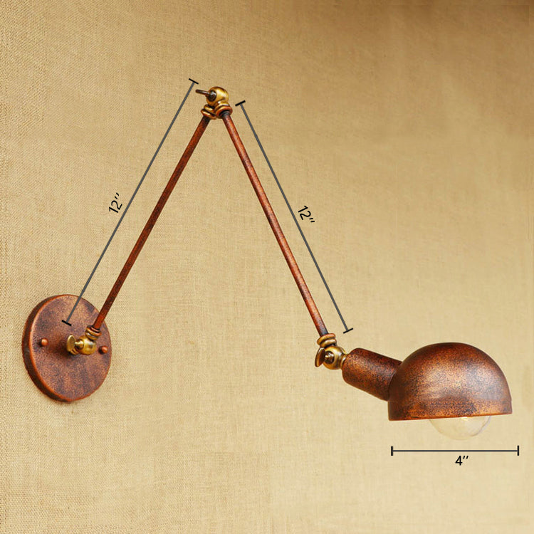 Lisslune | 1 Light Scale Wall Lamp Fixture Antique Style Rust Metal Wall Lamp with Rotatable Arm for Study Room