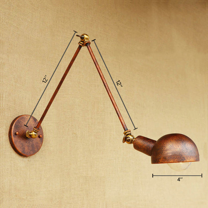 Lisslune | 1 Light Scale Wall Lamp Fixture Antique Style Rust Metal Wall Lamp with Rotatable Arm for Study Room