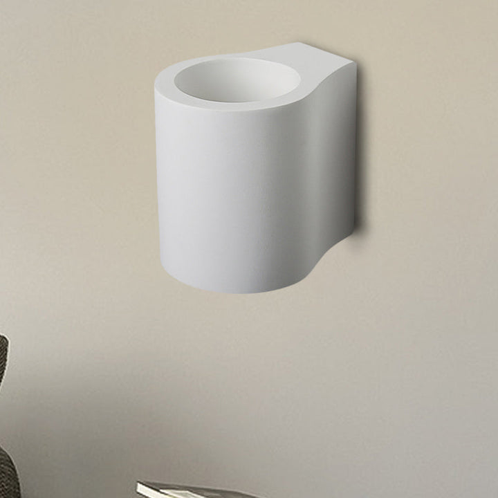 Lisslune | White Finish Cylinder Flush Wall Lamp Simple 1 Bulb Plaster LED Up-Down Wall Lighting