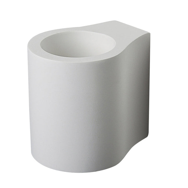Lisslune | White Finish Cylinder Flush Wall Lamp Simple 1 Bulb Plaster LED Up-Down Wall Lighting