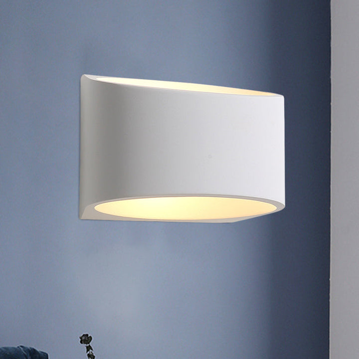 Lisslune | Round Plaster LED Wall Light Minimalism 1 Light White Wall Mount Lamp for Hallway