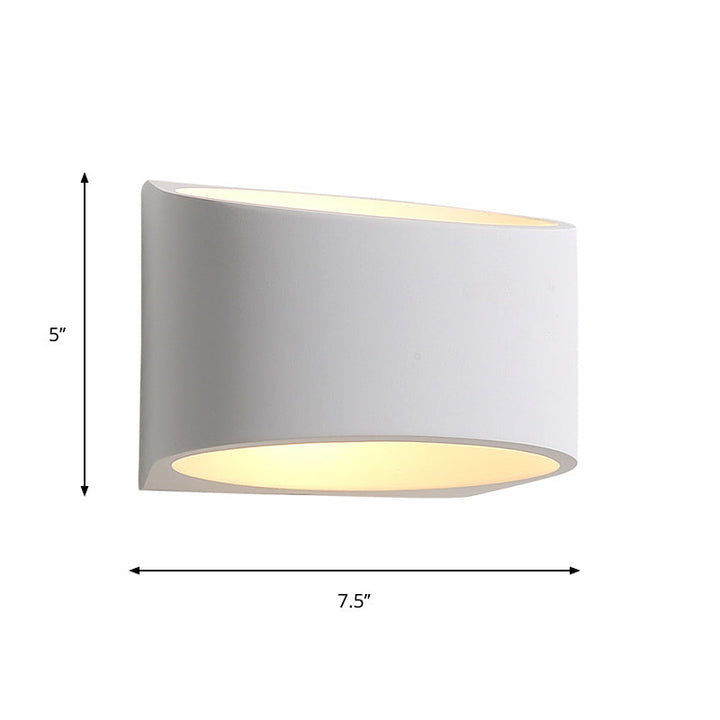 Lisslune | Round Plaster LED Wall Light Minimalism 1 Light White Wall Mount Lamp for Hallway