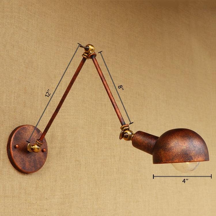 Lisslune | 1 Light Scale Wall Lamp Fixture Antique Style Rust Metal Wall Lamp with Rotatable Arm for Study Room