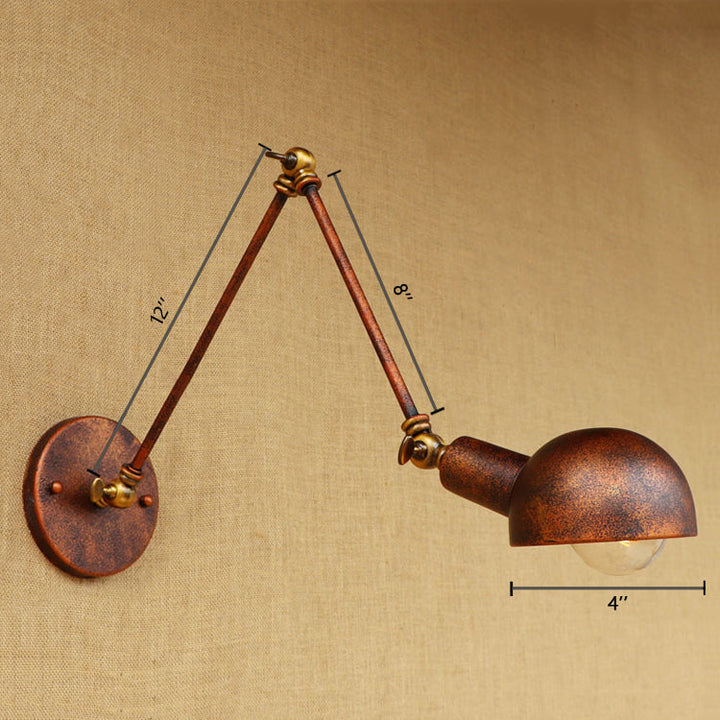 Lisslune | 1 Light Scale Wall Lamp Fixture Antique Style Rust Metal Wall Lamp with Rotatable Arm for Study Room
