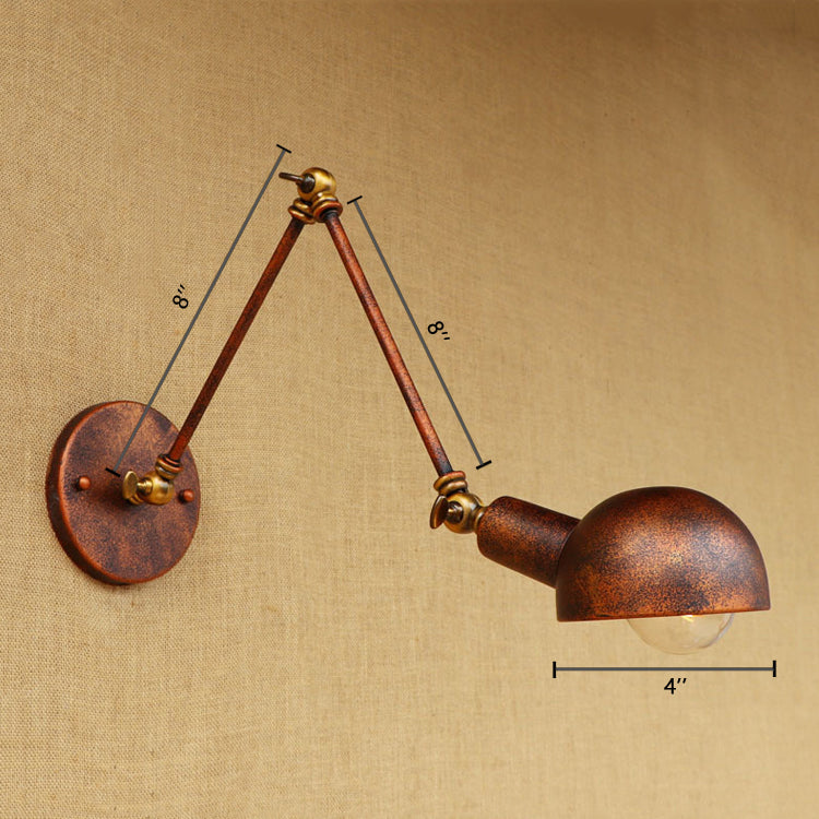 Lisslune | 1 Light Scale Wall Lamp Fixture Antique Style Rust Metal Wall Lamp with Rotatable Arm for Study Room