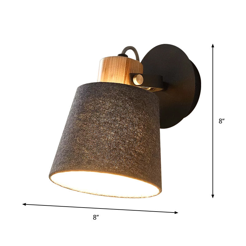 Lisslune | 1 Head Wood Wall Lighting Modernism Black Wall-Mounted Lamp with Fabric Shade