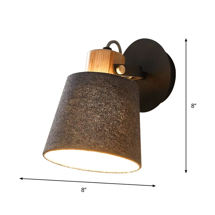 Lisslune | 1 Head Wood Wall Lighting Modernism Black Wall-Mounted Lamp with Fabric Shade