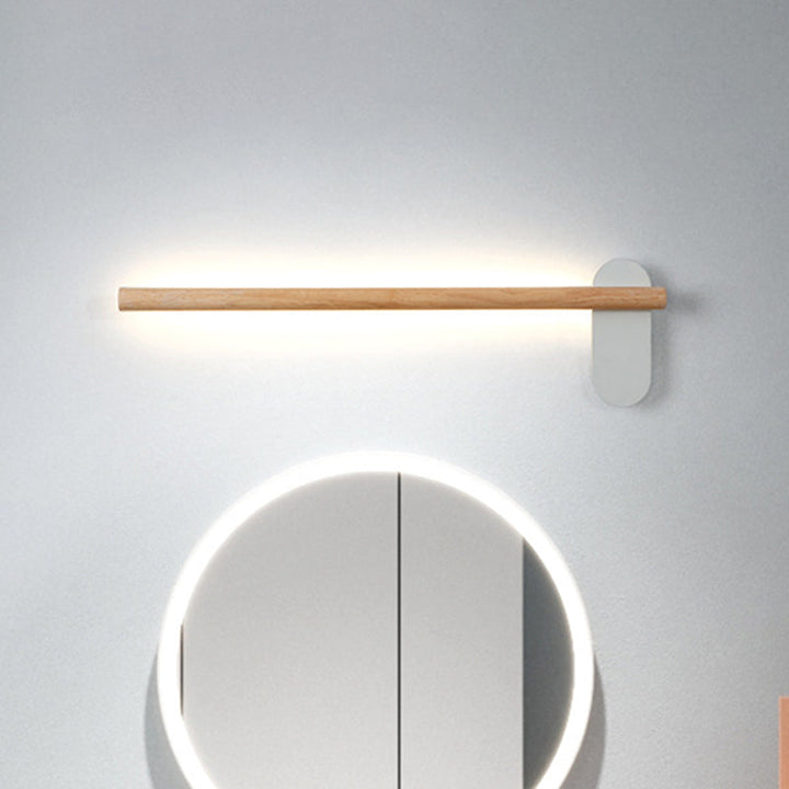 Skørter | Wooden Slim Linear Vanity Light Fixture Minimalism 16"/19.5"/23.5" Long LED Beige Wall Lamp for Bathroom