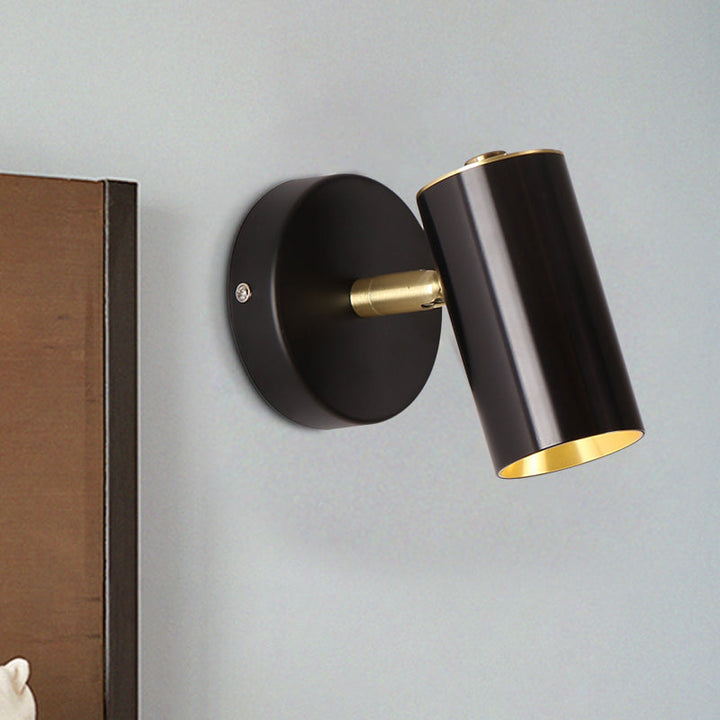 Lisslune | Metallic Tube Wall Light Modern 1-Light Black/Gold Finish LED Wall Light for Nightstand