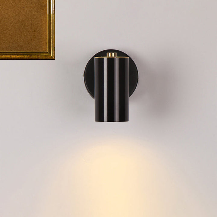 Lisslune | Metallic Tube Wall Light Modern 1-Light Black/Gold Finish LED Wall Light for Nightstand