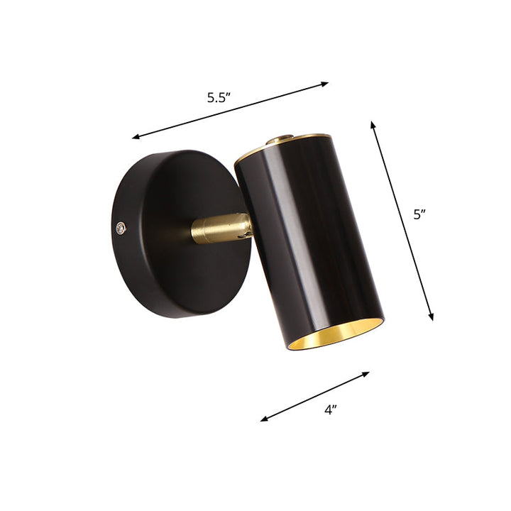 Lisslune | Metallic Tube Wall Light Modern 1-Light Black/Gold Finish LED Wall Light for Nightstand
