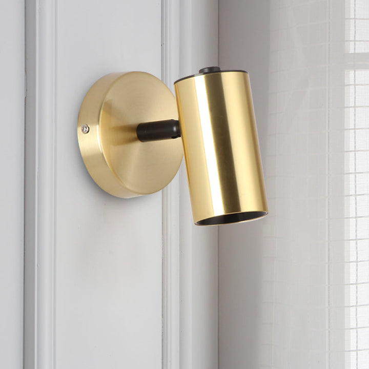 Lisslune | Metallic Tube Wall Light Modern 1-Light Black/Gold Finish LED Wall Light for Nightstand