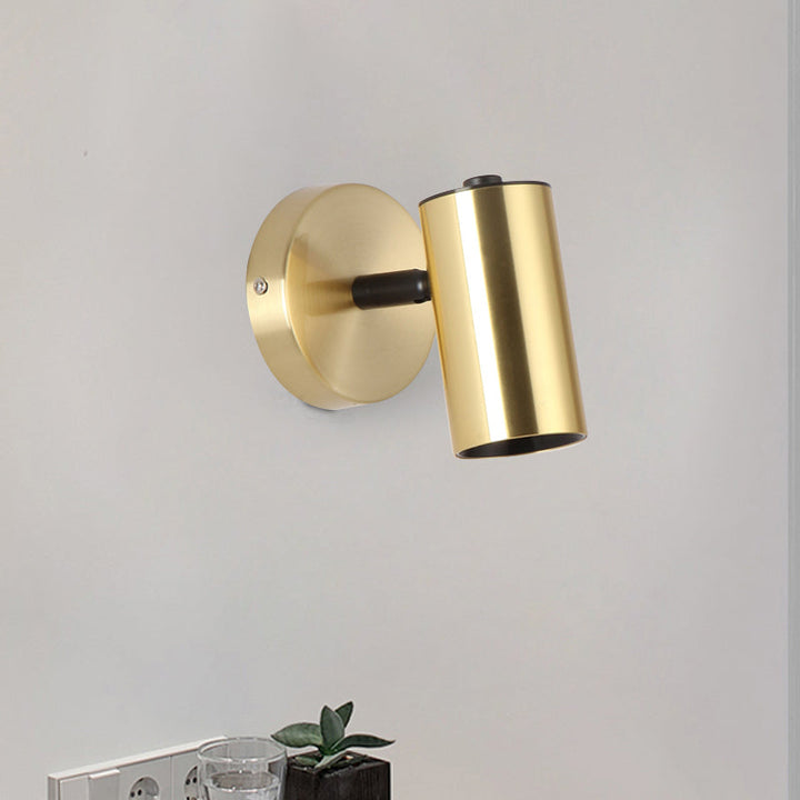 Lisslune | Metallic Tube Wall Light Modern 1-Light Black/Gold Finish LED Wall Light for Nightstand
