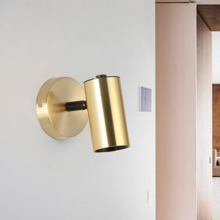 Lisslune | Metallic Tube Wall Light Modern 1-Light Black/Gold Finish LED Wall Light for Nightstand