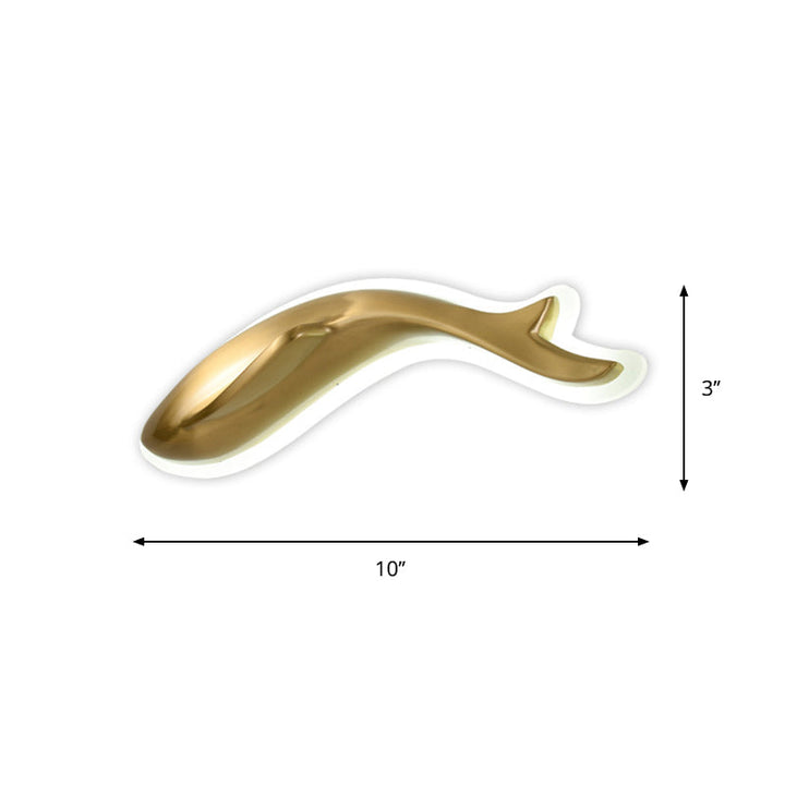 Lisslune | Brass-Finish Fish-Like Flush Wall Light Postmodern LED Metal Wall Light, 10"/12" Wide