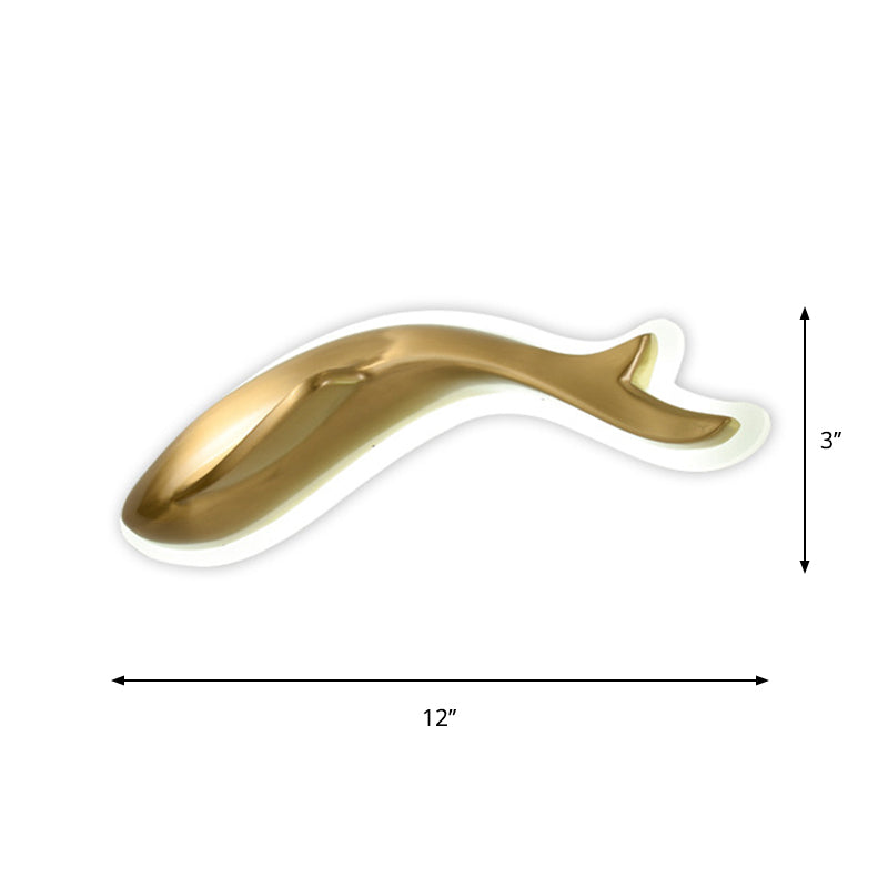 Lisslune | Brass-Finish Fish-Like Flush Wall Light Postmodern LED Metal Wall Light, 10"/12" Wide