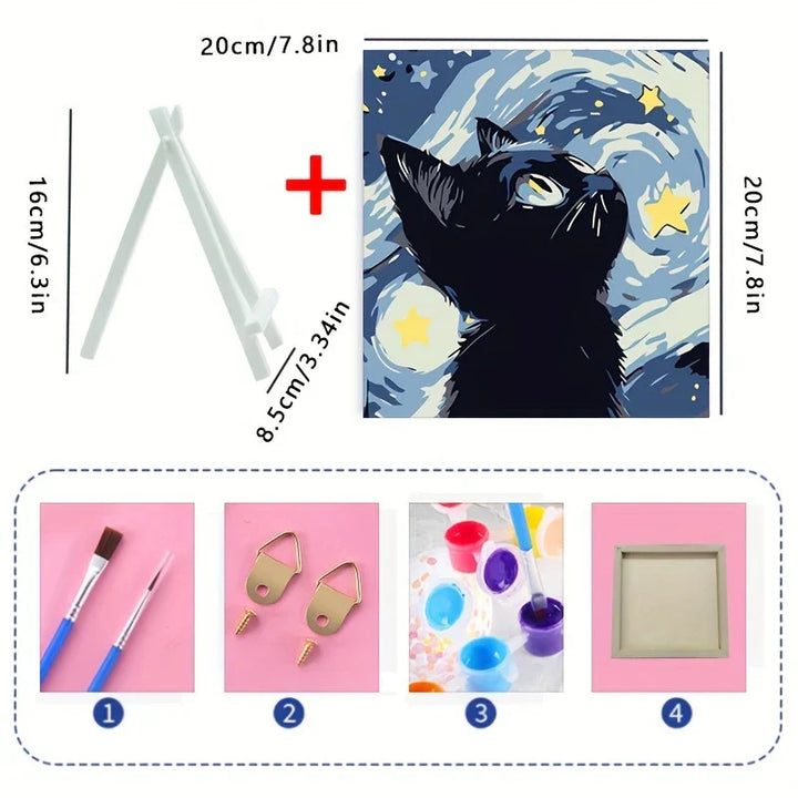 Lisslune | ColorMuse DIY Cat Painting Set – Oil Painting by Numbers Kit for Relaxation and Creative Design