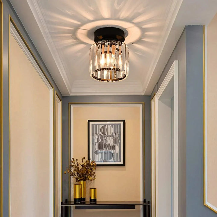 Lisslune | Modern Crystal Ceiling Light with Gold and Black Accents – Stylish Lighting for Your Home