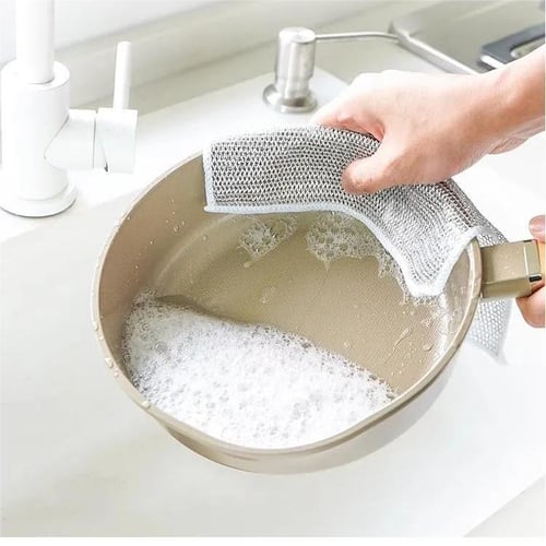 Lisslune | 10 pieces multifunctional cleaning cloth – powerful metal wire fabric for effortless stain removal