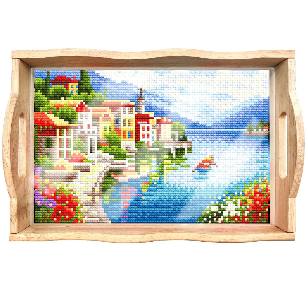 Lisslune | DIY Diamond Painting Wooden Tray Food Tray with Handle Living Room Decoration Mandala Wooden Tray Kit