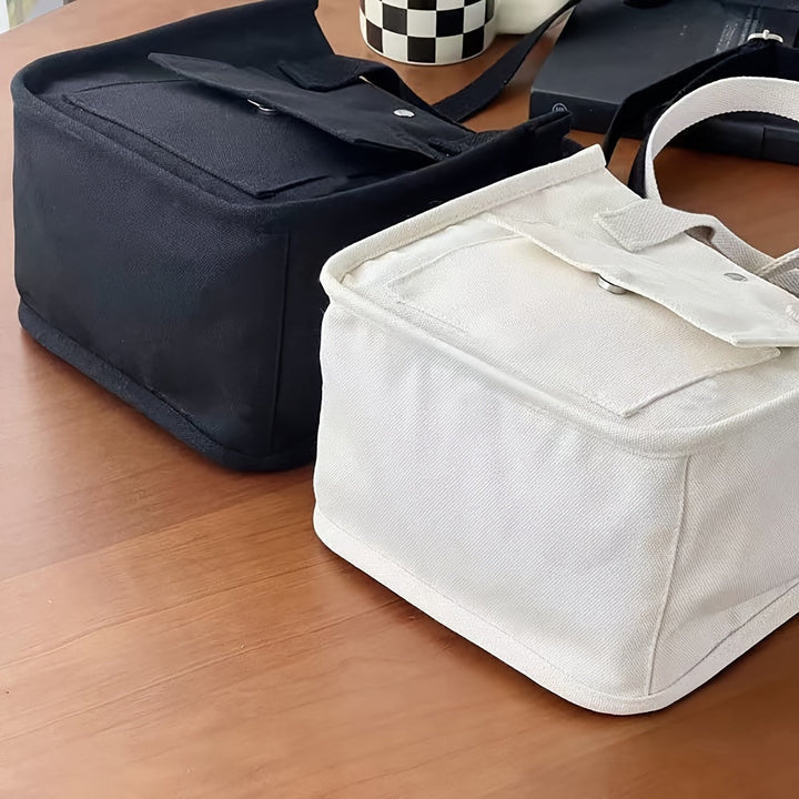 Lisslune | UrbanEase Canvas Slingbag – White Shoulder Bag with Magnetic Closure and Adjustable Strap