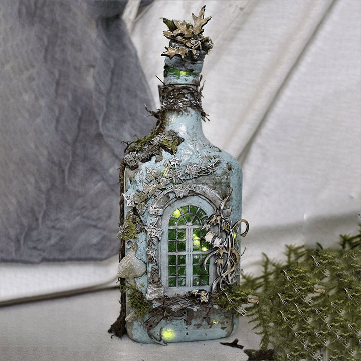 Lisslune | Altered Art Bottle - Mystical forest stories